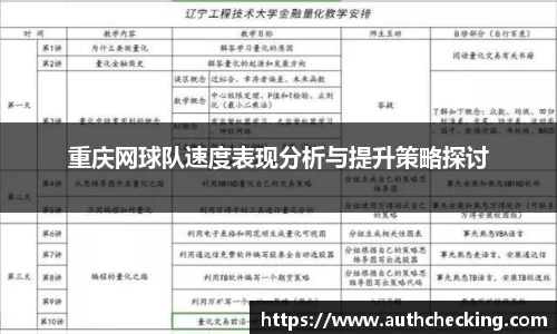 重庆网球队速度表现分析与提升策略探讨